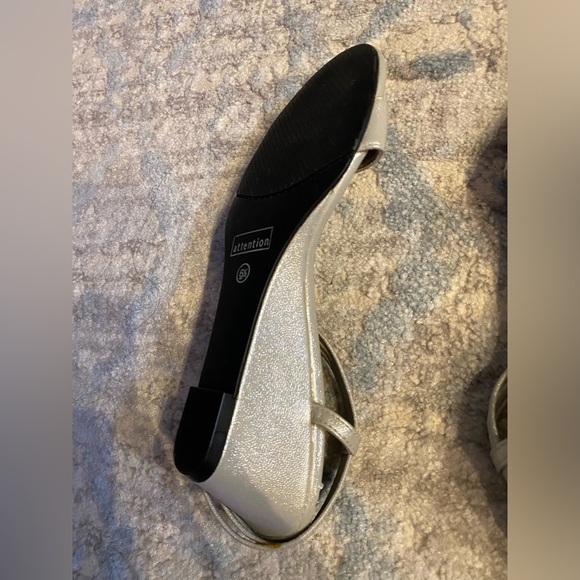 Size 6.5 Attention Silver Rhinestone Wedge Sandals - Picture 12 of 14